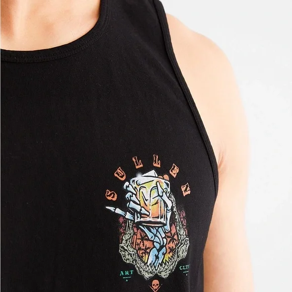 Sullen Mental Vacay Black Graphic Tank Top size M - Picture 4 of 10